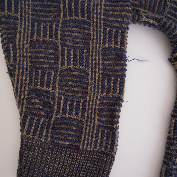 VTG '80S Navy Olive 3D Biggie Cosby Eclectic Grandpa Chunky Crewneck Sweater XL - Picture 8 of 11